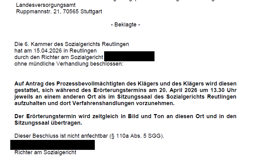 Videoverhandlung: Bundesweite Vertretung vor den Sozialgerichten ohne Mehrkosten