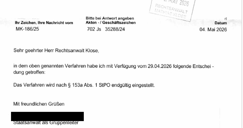 Ermittlungsverfahren wegen Verdachts des § 184b StGB nach § 153a StPO eingestellt. Erfolgreiche Verteidigung
