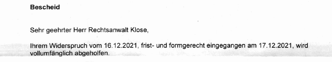 Auszug aus dem Abhilfebescheid der DRV, mit dem die Nachforderung aus Betriebsprüfung wieder aufgehoben wurde