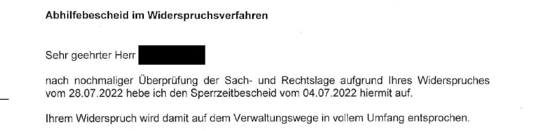 Arbeitsagentur München hebt Sperrzeit wegen Arbeitsaufgabe wieder auf durch Abhilfebescheid