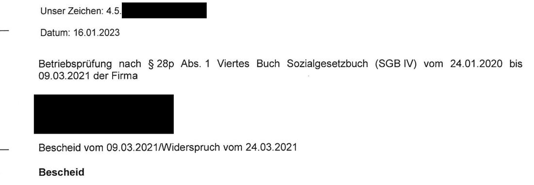 DRV Bayern Süd - Prüfbüro Regensburg - hilft Widerspruch gegen Betriebsprüfungsbescheid teilweise ab