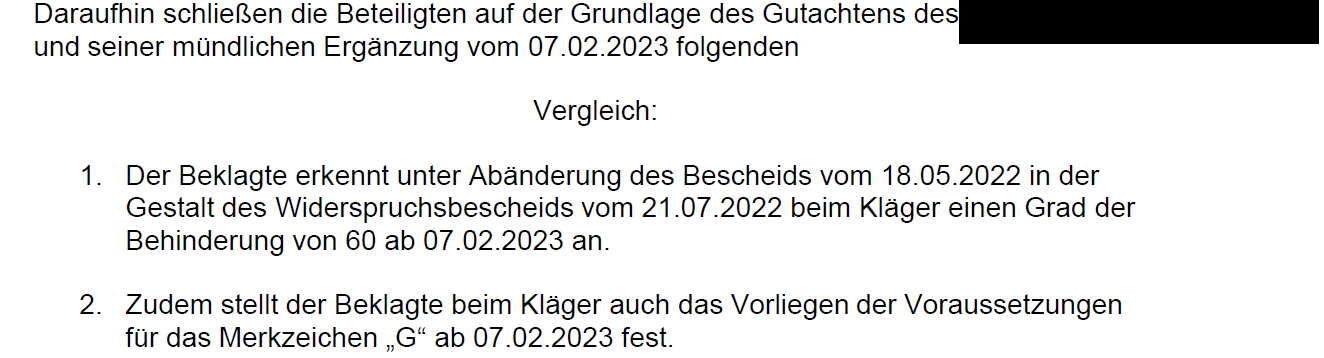 Chronic Fatigue Syndrom (CFS): GdB 60 und Merkzeichen G vor dem Sozialgericht Regensburg erreicht