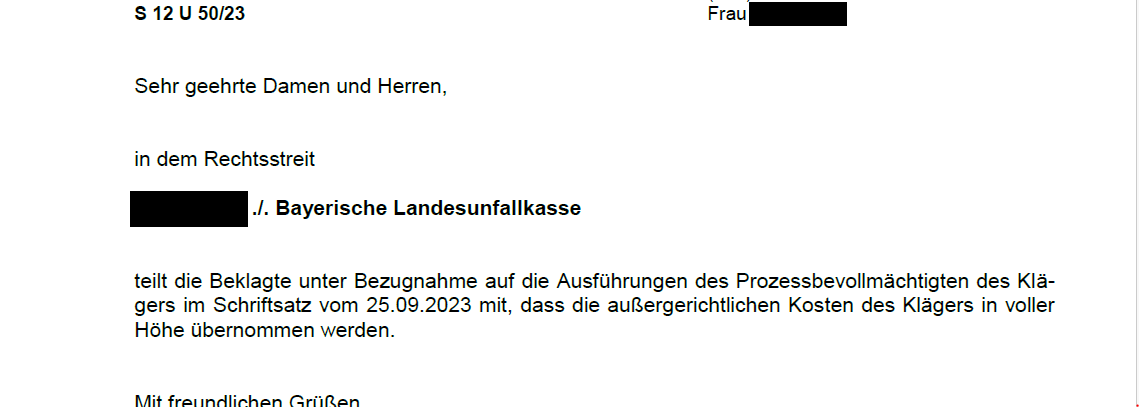 Untätigkeitsklage vor dem Sozialgericht Bayreuth - Bayer. LUK trägt die Kosten